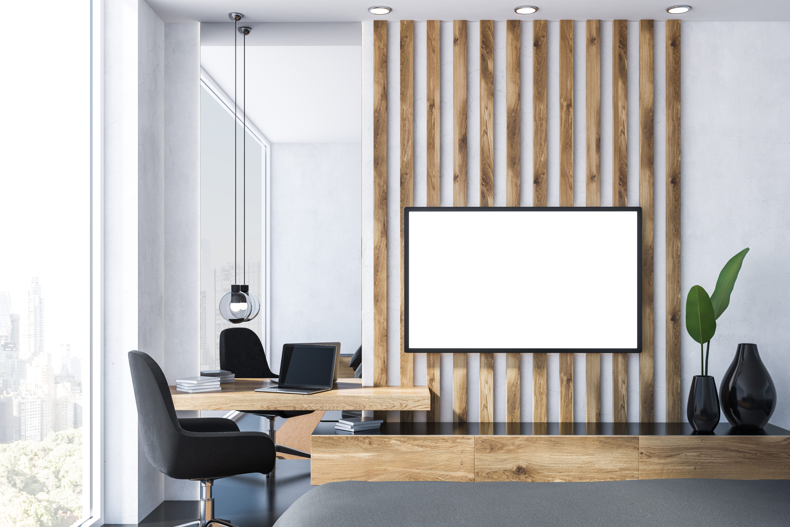 large screen in office